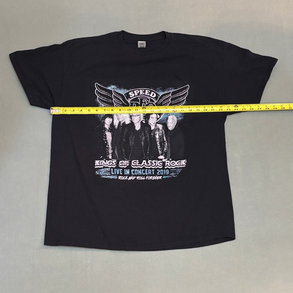 REO Speedwagon Kings of Classic Rock‎ 2019 Tour T-Shirt Mens XL Black Gildan AOR - Picture 2 of 6